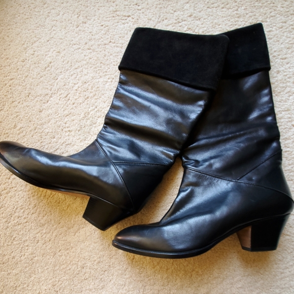 Andrew Geller Shoes Andrew Geller Black Leather 2 Tall Boots 2 Heel Size 8 12 Poshmark